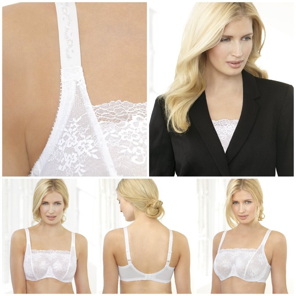 Glamorise Underwire CAMI + BRA Stretch Lace White Sizes 44DD 42DD 40DD & MORE!